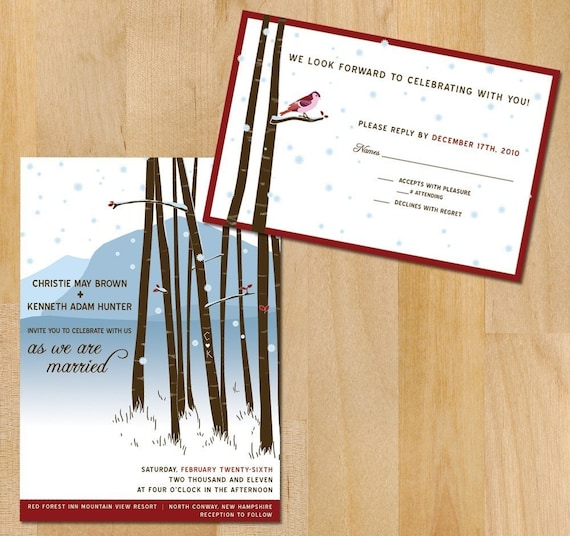SAMPLE Winter Forest Wedding Invitation Winter Forest wedding inviation