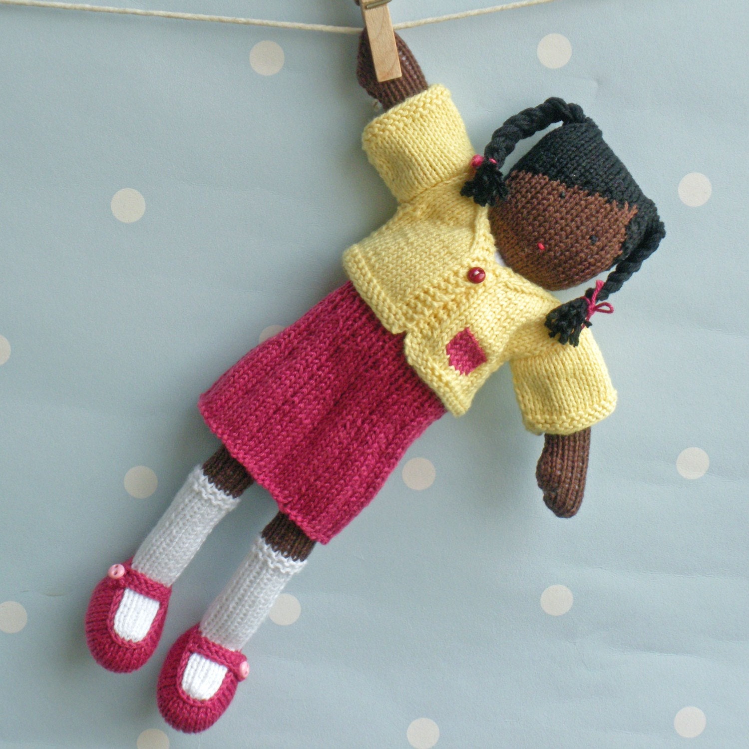 Kora - hand knitted doll, traditionally inspired and unique - 12 inches tall