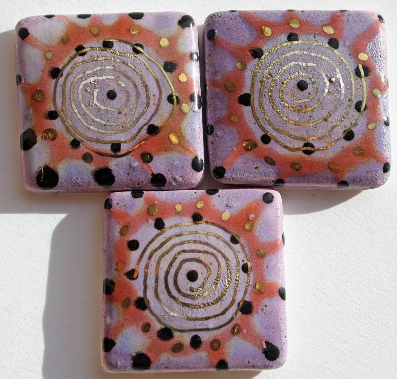 Set of 3 Ceramic Cabochons