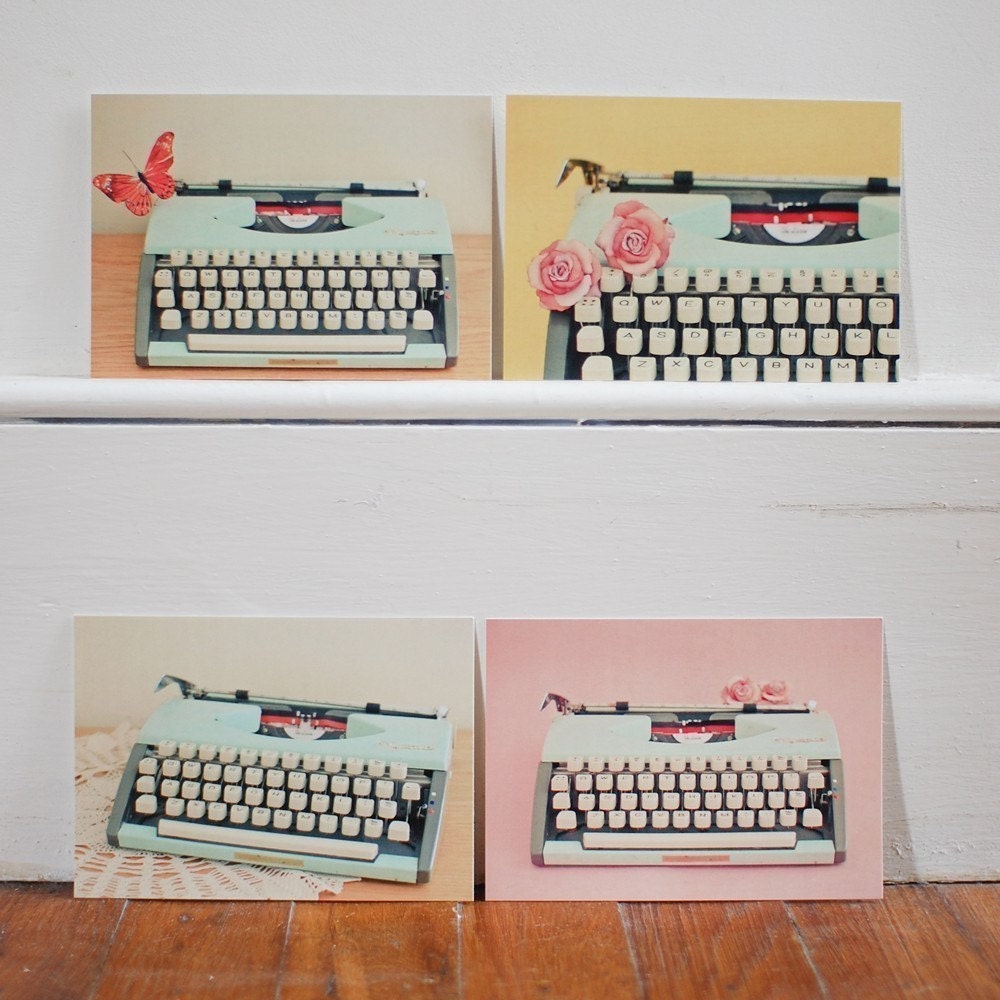 Set of Four Postcards - The Typewriter