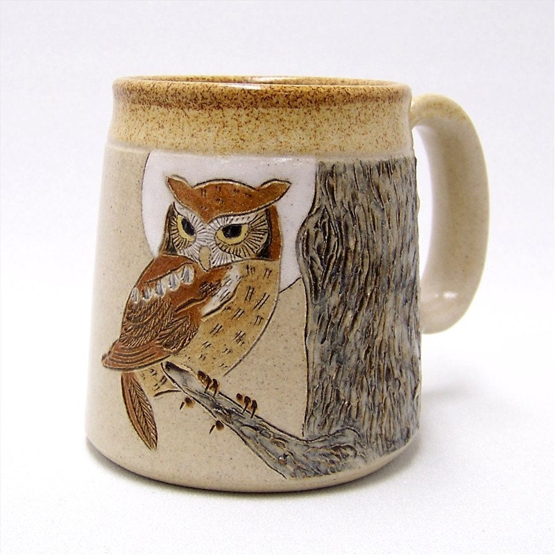 Owl and Moon Pottery Coffee Mug Limited Series 142 (microwave safe)