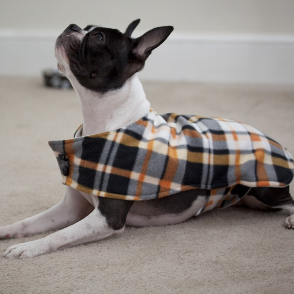 Orange Black and White Plaid Dog Coat (Medium) - Free Shipping Worldwide