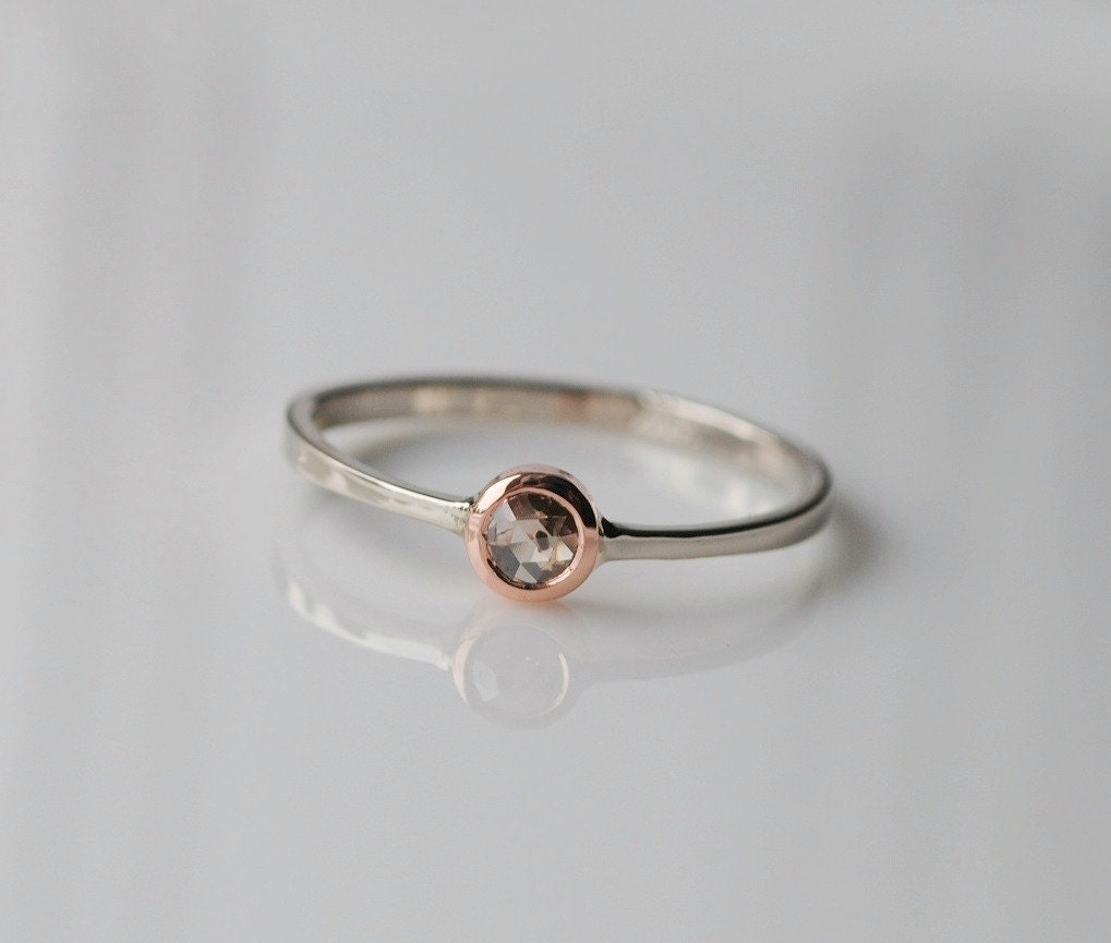 Champagne Diamond White and Rose Gold Ring