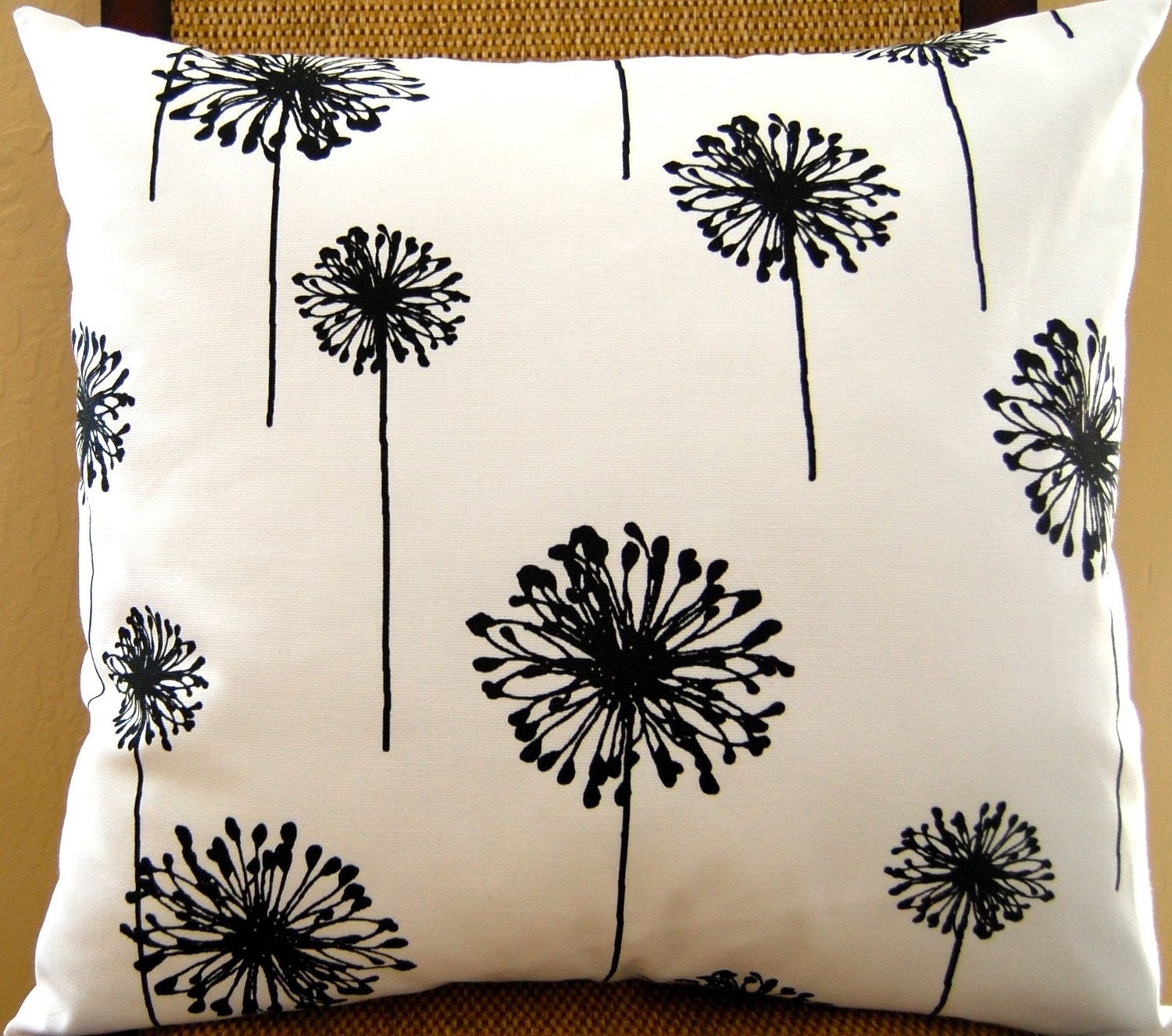 SPECIAL BUY - Pair of Decorative Toss Pillow Covers - Ready to Ship - 20 Inches - Black Dandelions
