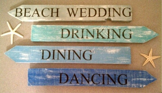 BEACH WEDDING SIGNS 8pc Set MADE TO ORDER IN YOUR COLORS shabby Chic
