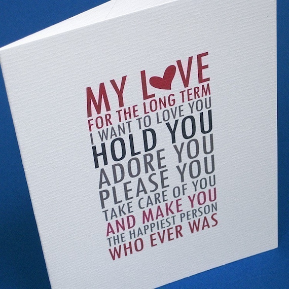 Funny Love Cards / Naughy Adult Sex Card for Man or Woman on Anniversary, Valentine, Birthday, Anytime / Long Term, Short Term (CLV-S001)