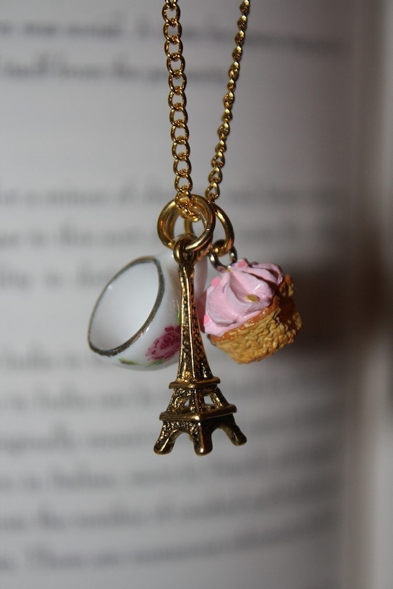 Tea and a Cupcake in Paris necklace