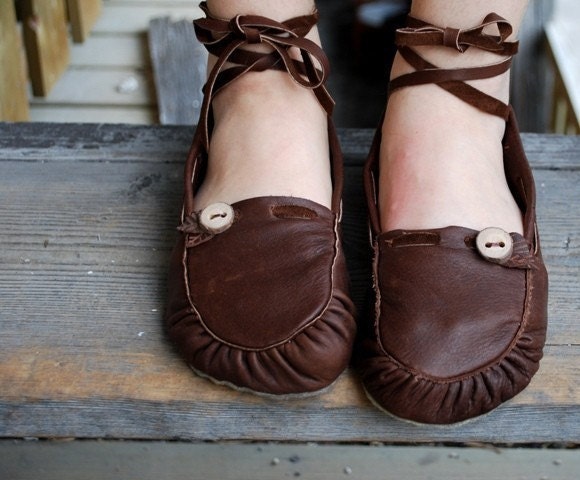 Soft Handmade Leather Lace up Ballet Moccasins Made to Order in 6 Different Color Choices