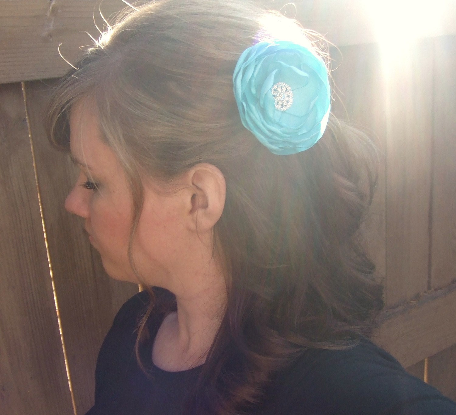 Tiffany Blue Wedding Flower Hair Clip - Bridal Accessory