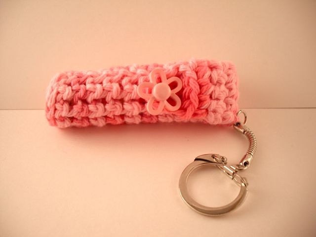 Crochet Keychain Lip Balm Holder - Rose Scented