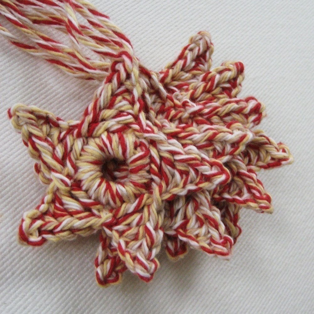 set of 5 cotton star ornaments (barnboard twist)