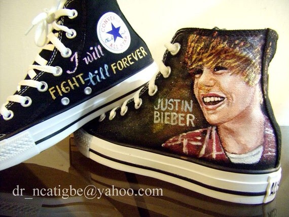 Justin Bieber- hand painted on Converse
