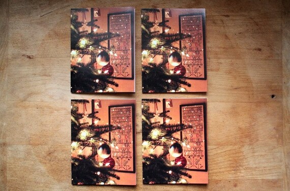 Set of 4 Sampler ChristmasThemed Notecards