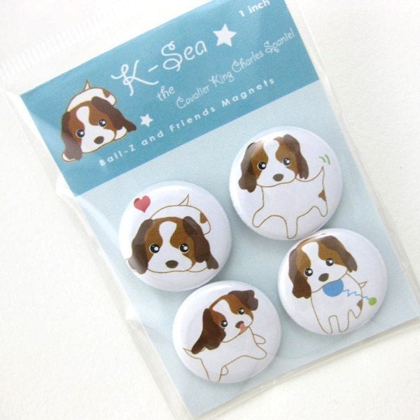 Cavalier King Charles Spaniel Puppy Magnets - K-Sea the Puppy from Ball-Z and Friends Series