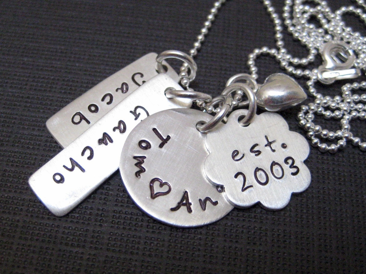 Perfect Mothers Day Gift - My Family - Four or Five Name Hand Stamped