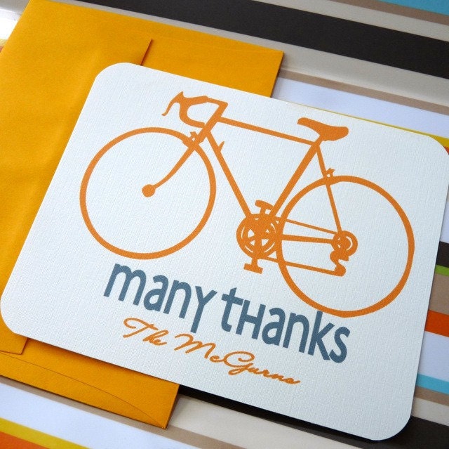 personalized stationery- custom bicycle thank you notes