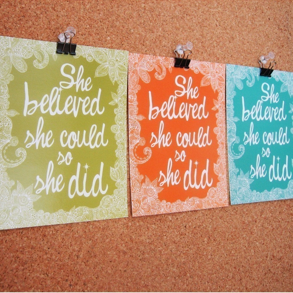 Set of 6 She Believed flat cards