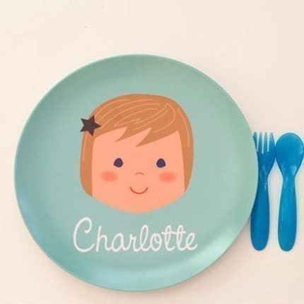 Olliegraphic Personalized Melamine Plate - Boy or Girl