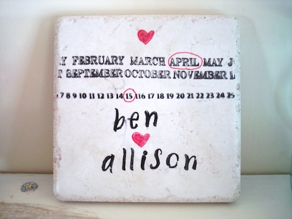 Custom Name Date CoastersUnique Wedding Gift by burlap and blue