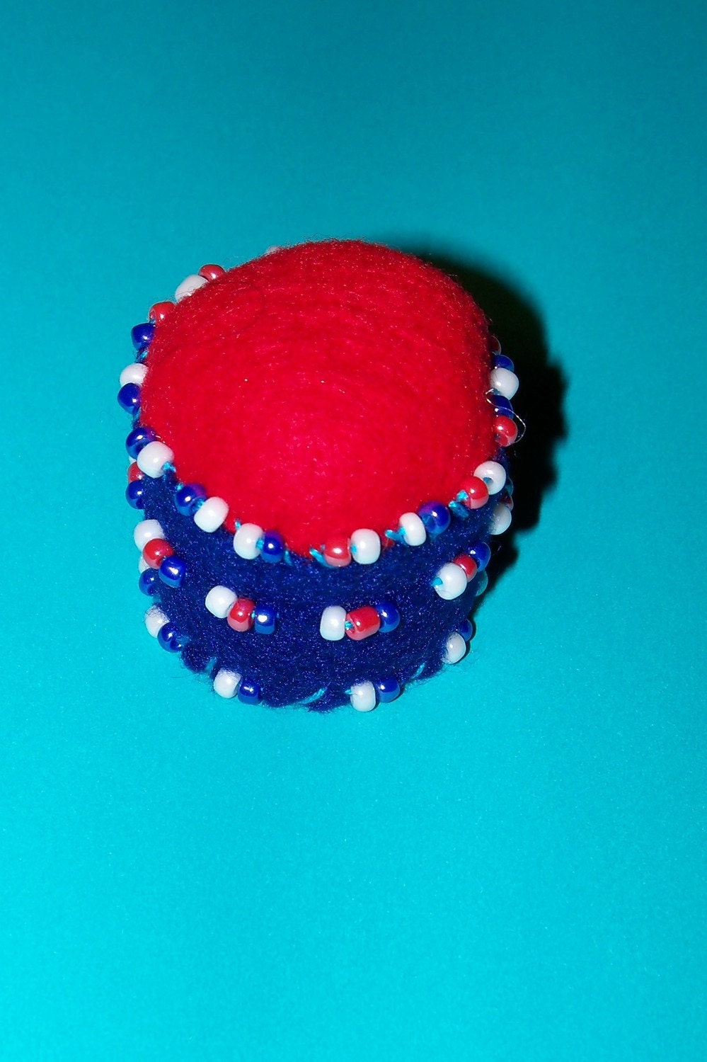 Red White Blue Patriotic Pin Cushion Beaded