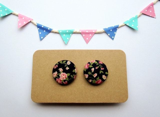 Floral fabric covered earrings