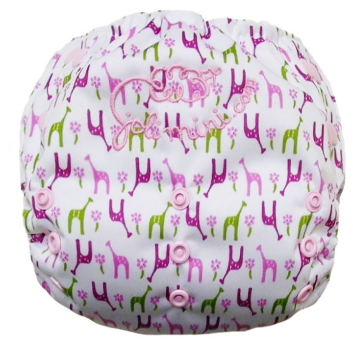 pink giraffe PUL (playpink snaps) side snaps os pocket diaper
