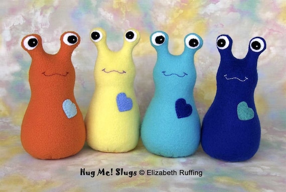 Name your own slug, Hug Me Slug, Original Art Toy by Elizabeth Ruffing, 12 inch, Fleece, Custom-made