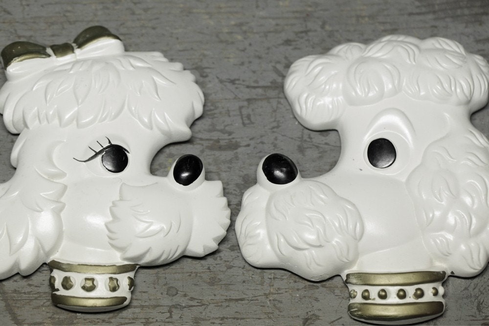 Boy and Girl Chalkware Poodles