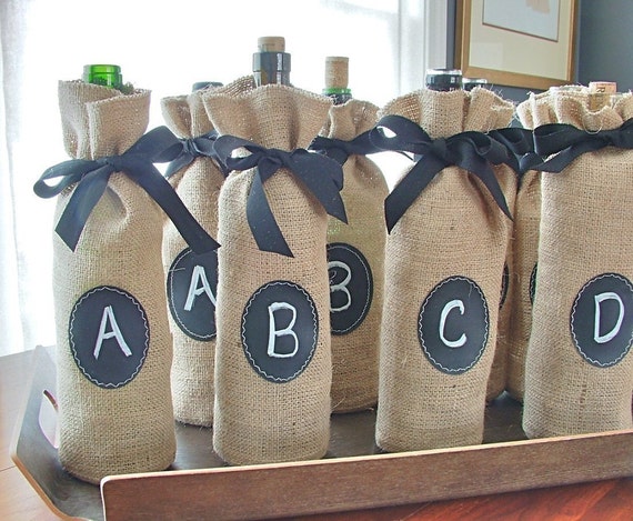 Jute Bottle Bags to Custom Label over and over again - Set of 8