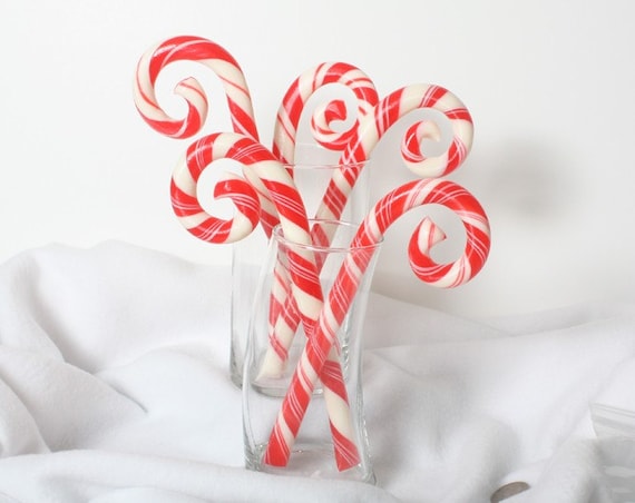 5 Custom Artisan Candy Canes, Skinny size, Your choice of color and flavor (all one color and flavor)