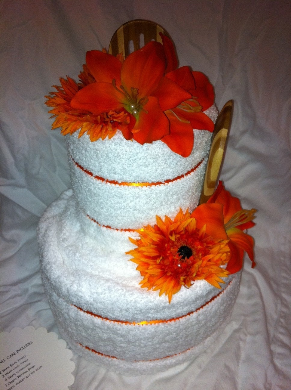 Wedding Towel Cake- Orange Lillies