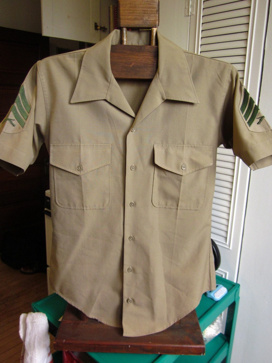 60s Short Sleeve Men's U.S. Marines Khaki Shirt