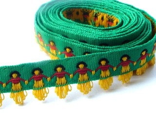Green Hawaii Girl Ribbon/sewing tape 1/2 inch width