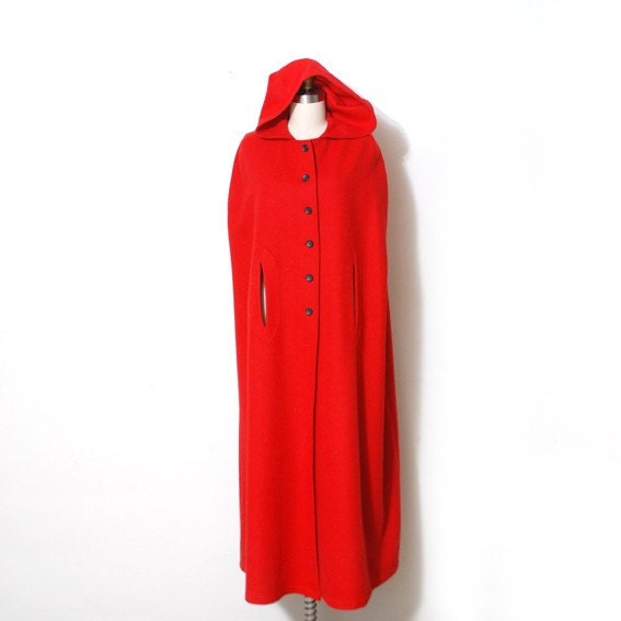 red wool cape. Full Length Red Wool Cape