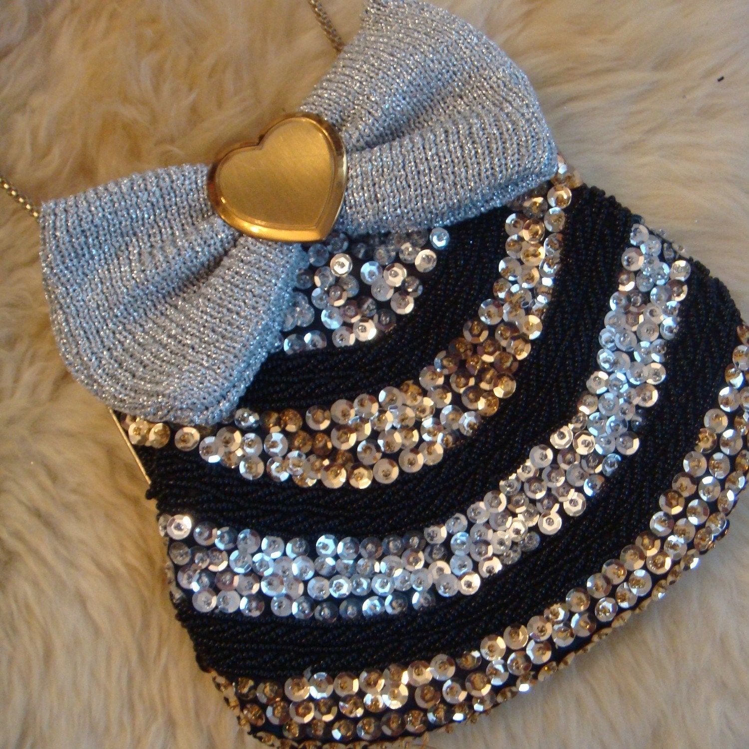 Sequined Bow Purse