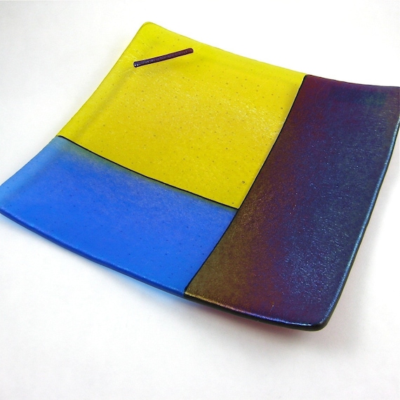 Iridized Fused Glass Serving Plate