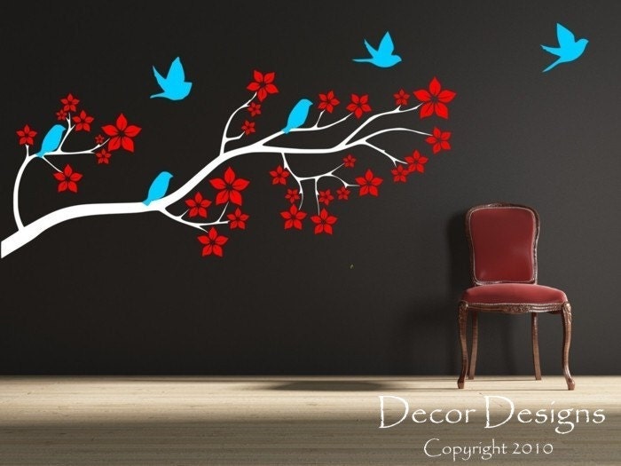 Birds on a Blossom Branch Wall Decal