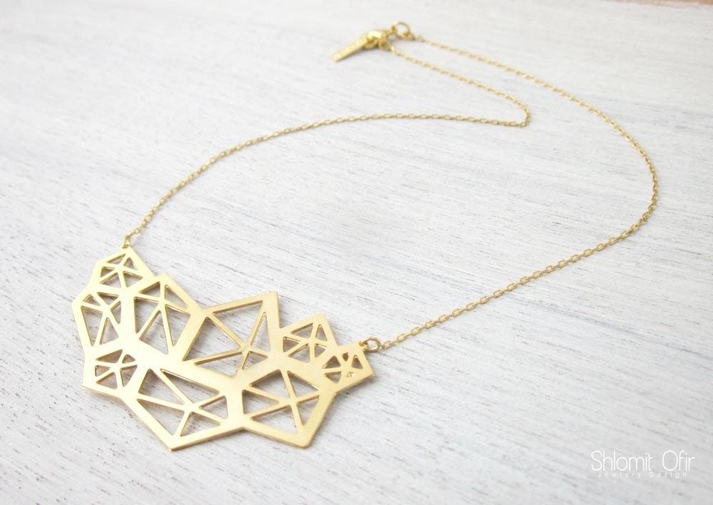 Large Pentagon Necklace in Gold