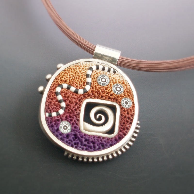 Silver and Polymer Texture Pendant