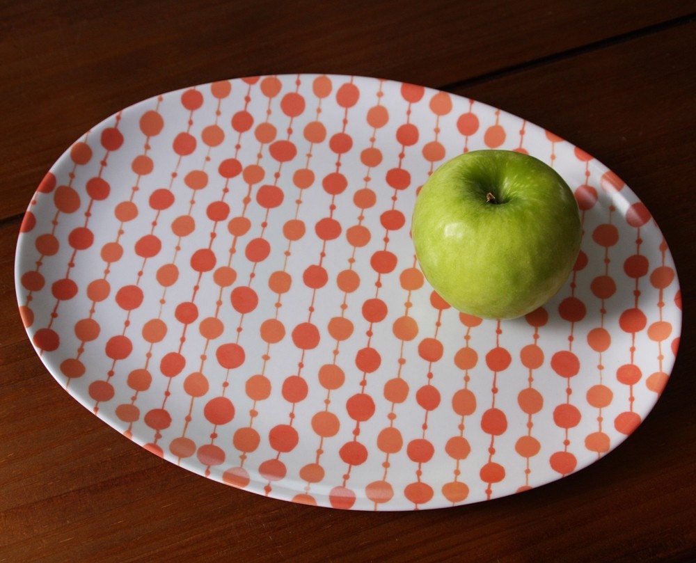 Orange Dot  Melamine Platter