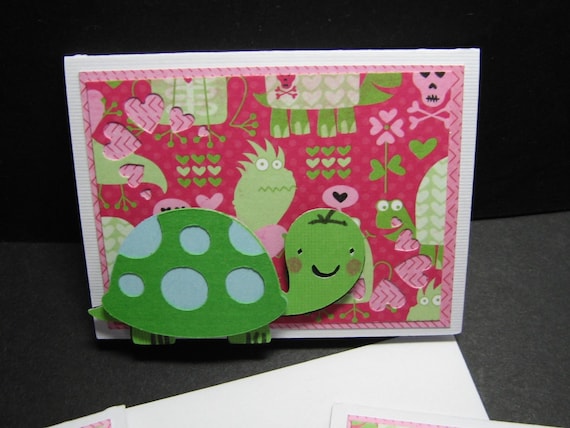 Turtle Love, set of 6 mini note cards