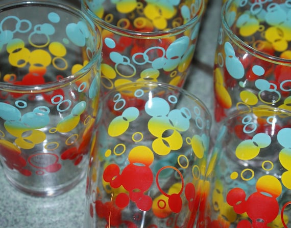 Vintage Tiny Bubbles Juice Glasses Set of 7