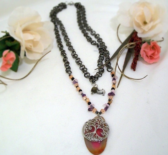 Drusy Tree of Life Love and Light Necklace
