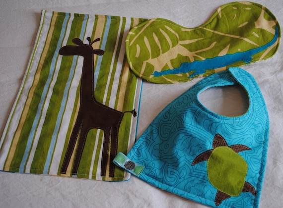 Safari Infant Bib and Burp Cloth Set