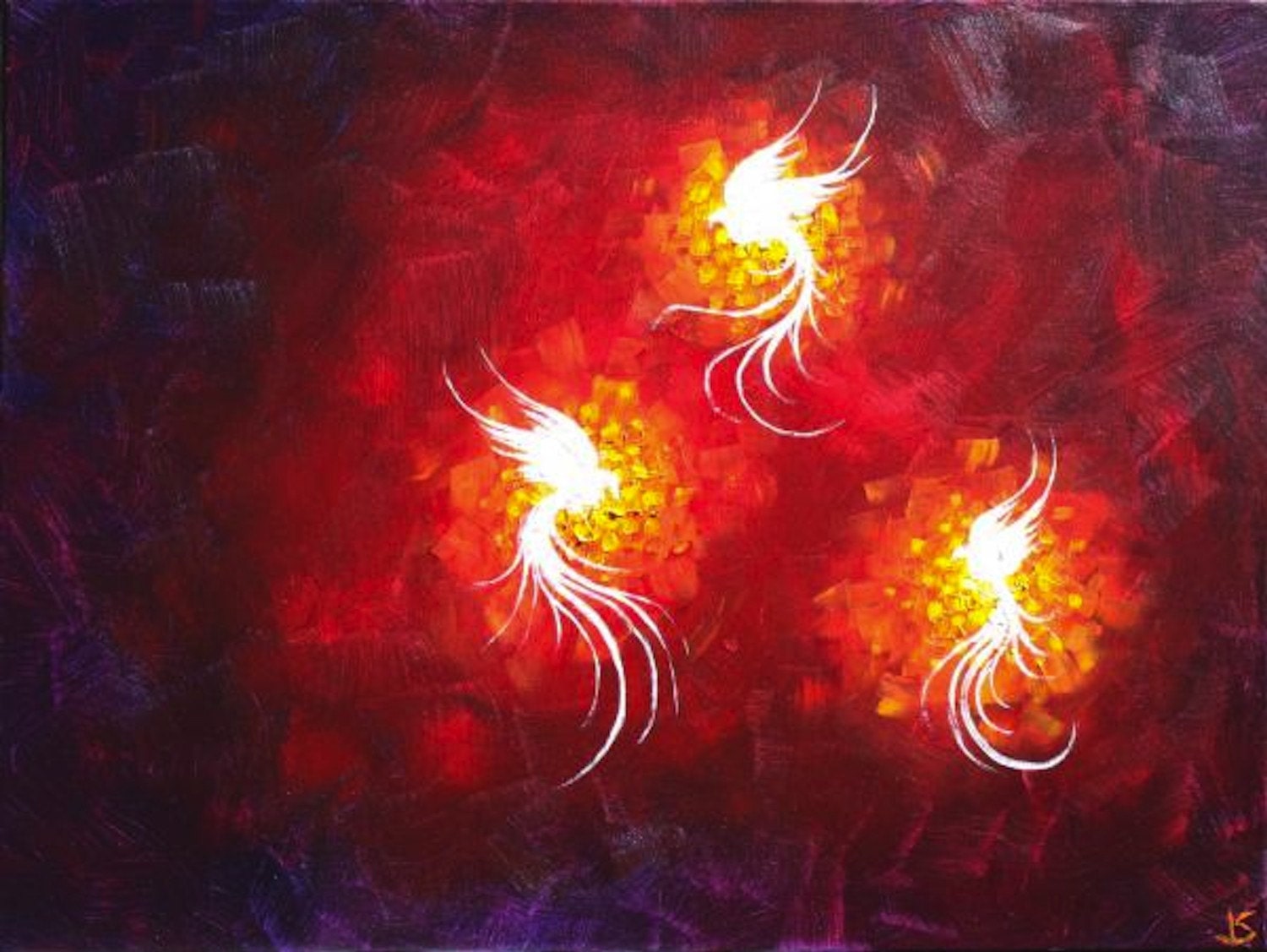 Original Painting - Acrylic on Canvas - Three Phoenix 18x24
