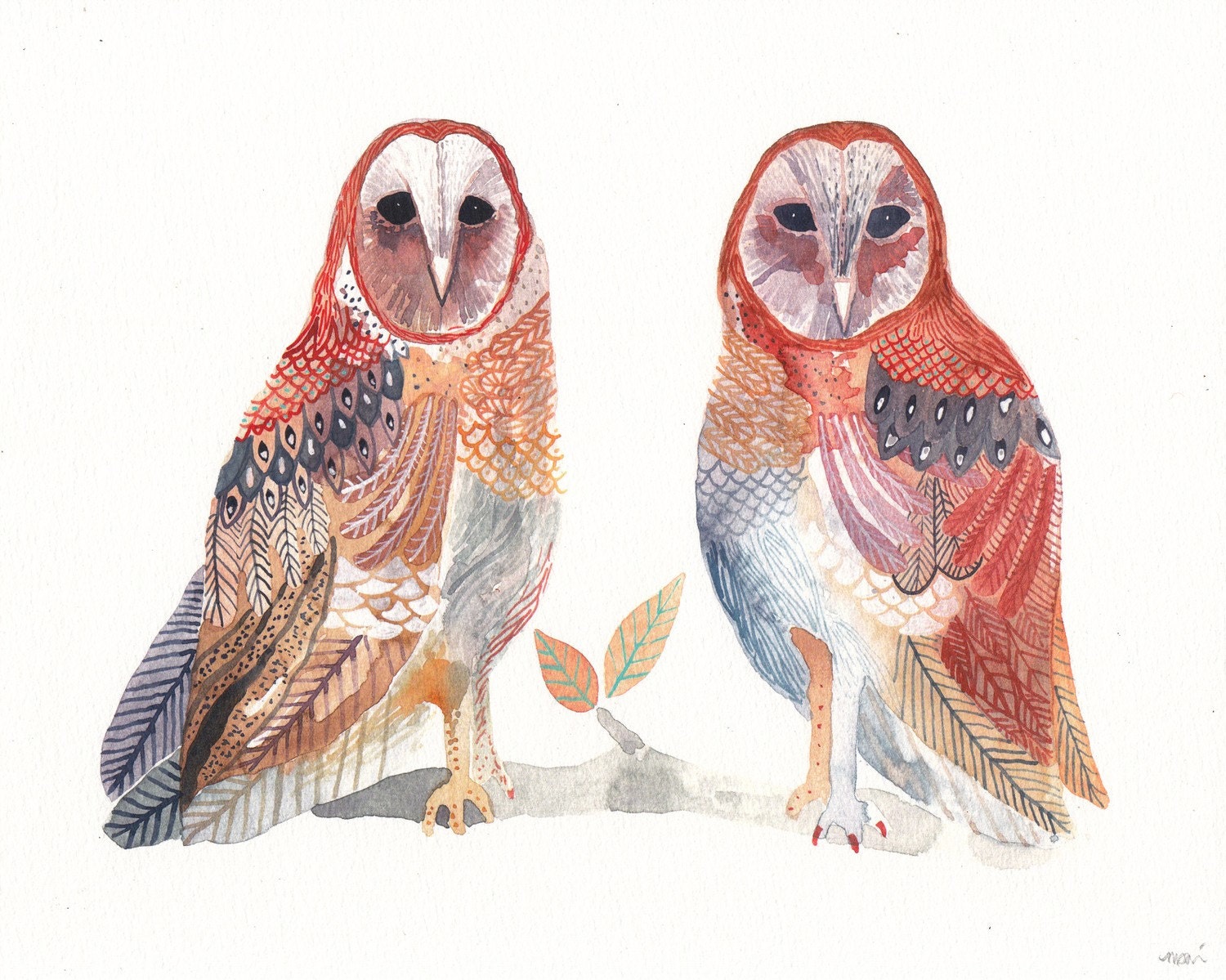 Two Barn Owls - Archival Print