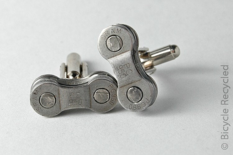 Recycled Bicycle Chain Cuff Links