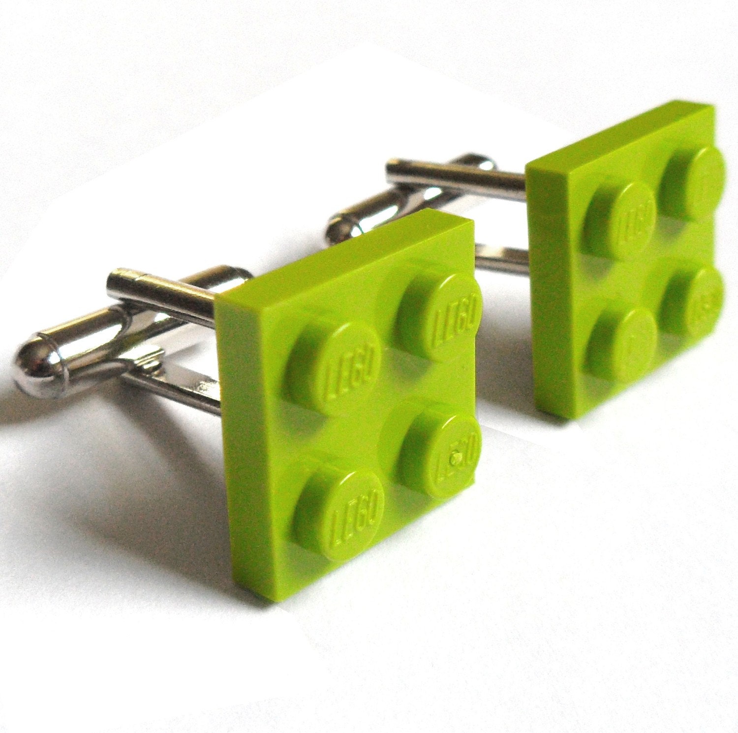 Lime LEGO Tile Cufflinks