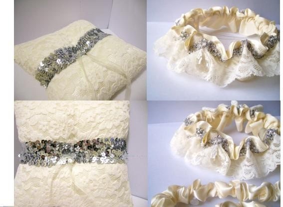 Sparkle Garter and Ring Pillow Set