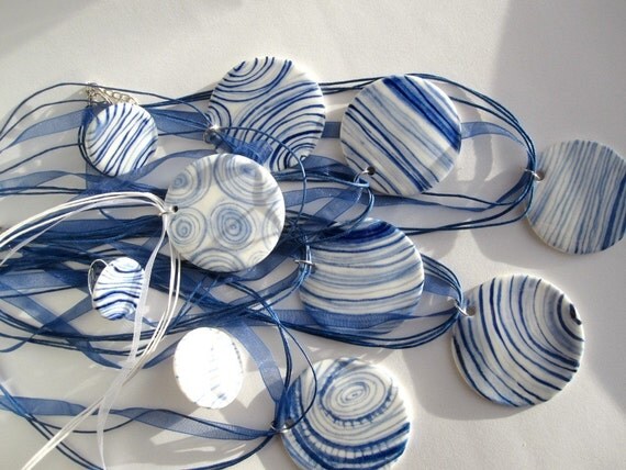 North Sea  - Handpainted Porcelain Necklace